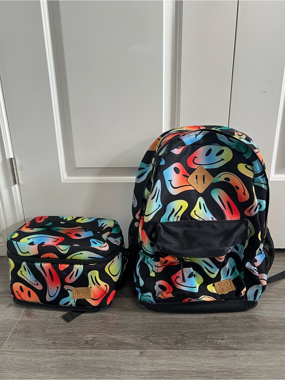 deux par deux Rainbow Smiley Backpack & Lunch Bag Set